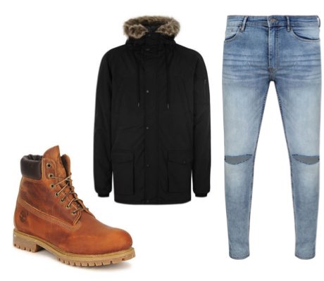blue timberland outfit