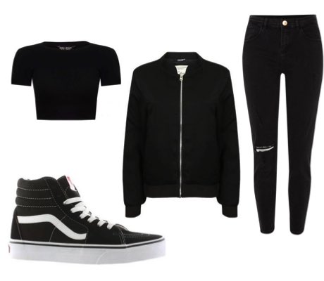 black jeans and vans outfit